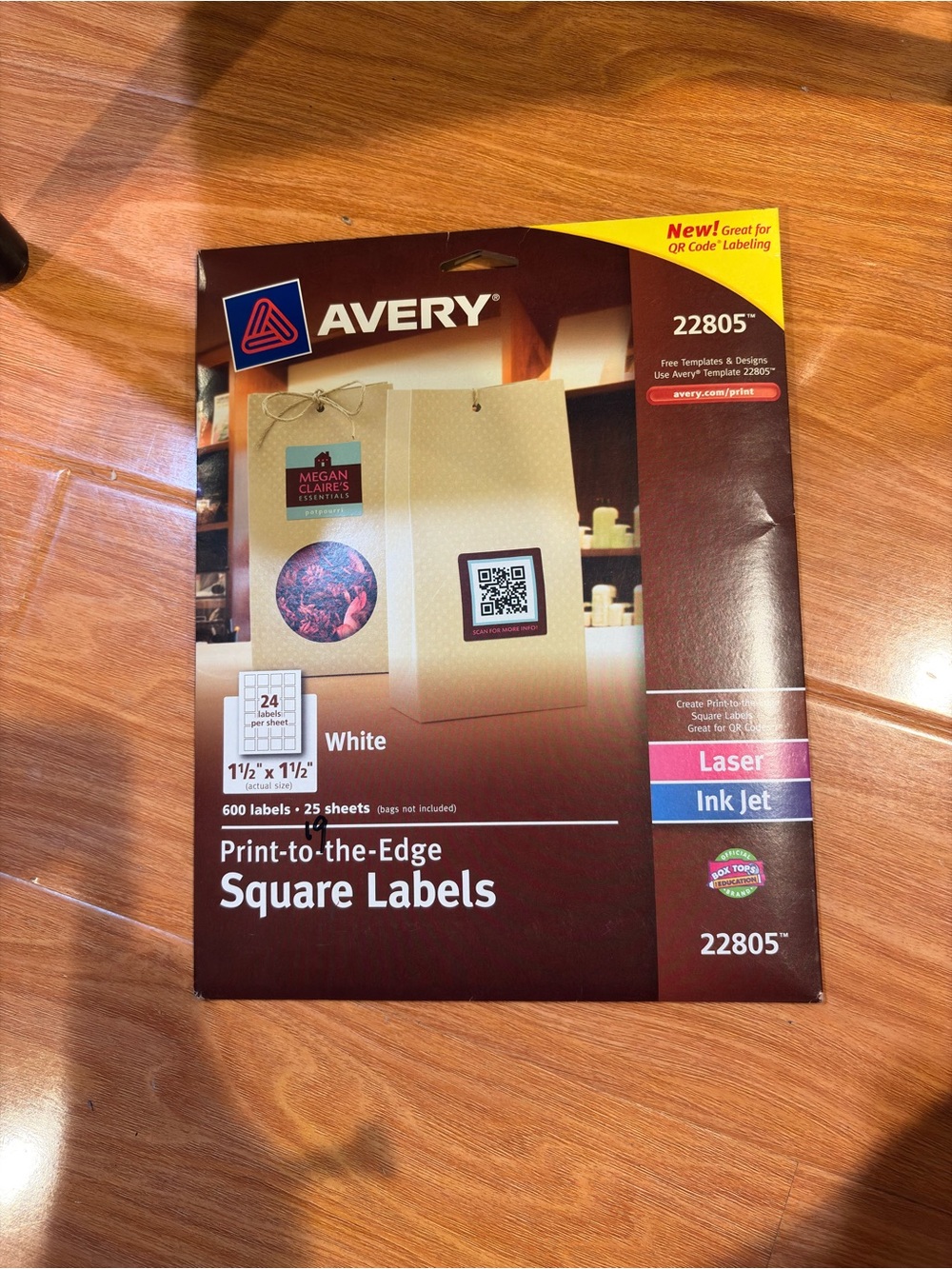Bundle of 456/Pack White Square Labels with Sure Feed and TrueBlock, 1.5 x 1.5
